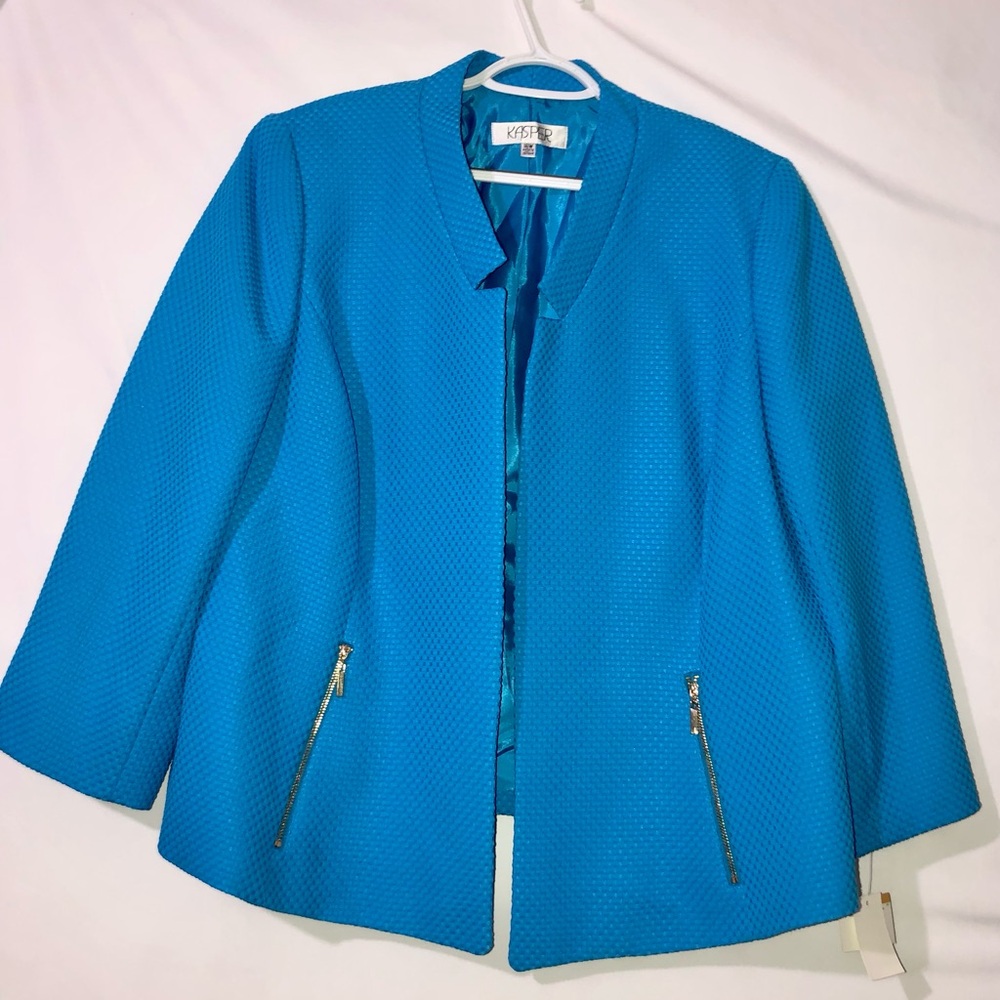 BNWT Kasper Woven Blazer Turquoise Women’s Plus Size 16W Business or Casual